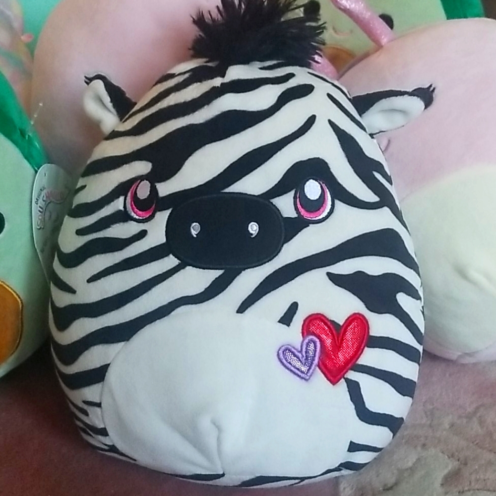 Valentines Zebra Squishmallow with Embroider Heart